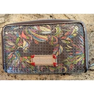 Sakroots Wallet Brown Colorful Bird Feathers Design Peace